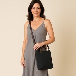 Thread & Canvas Co. Black Waxed Canvas crossbody leather handles